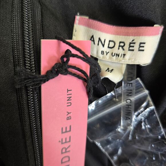 NWT Andrée by Unit Whimsigoth Vamp Witchy Black Satin Midi Long Sleeve Dress M - Picture 8 of 12